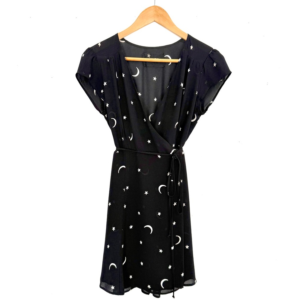 Reformation Rare Black Star and Moon Print Dress